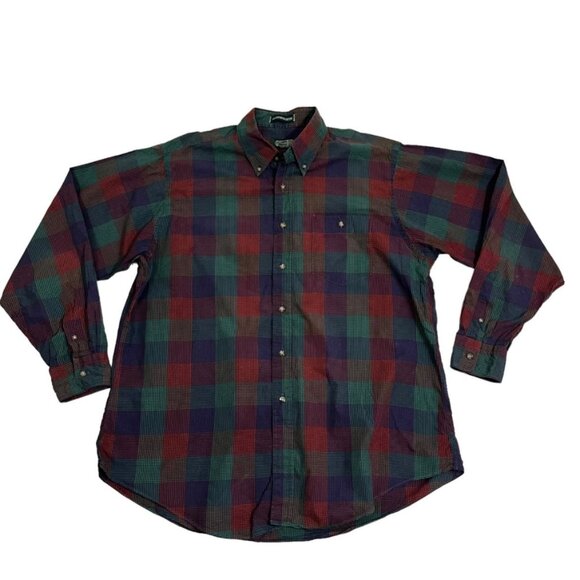Gitman bros men's shirt XL Blue green long sleeve button down multicolor plaid - Picture 1 of 7